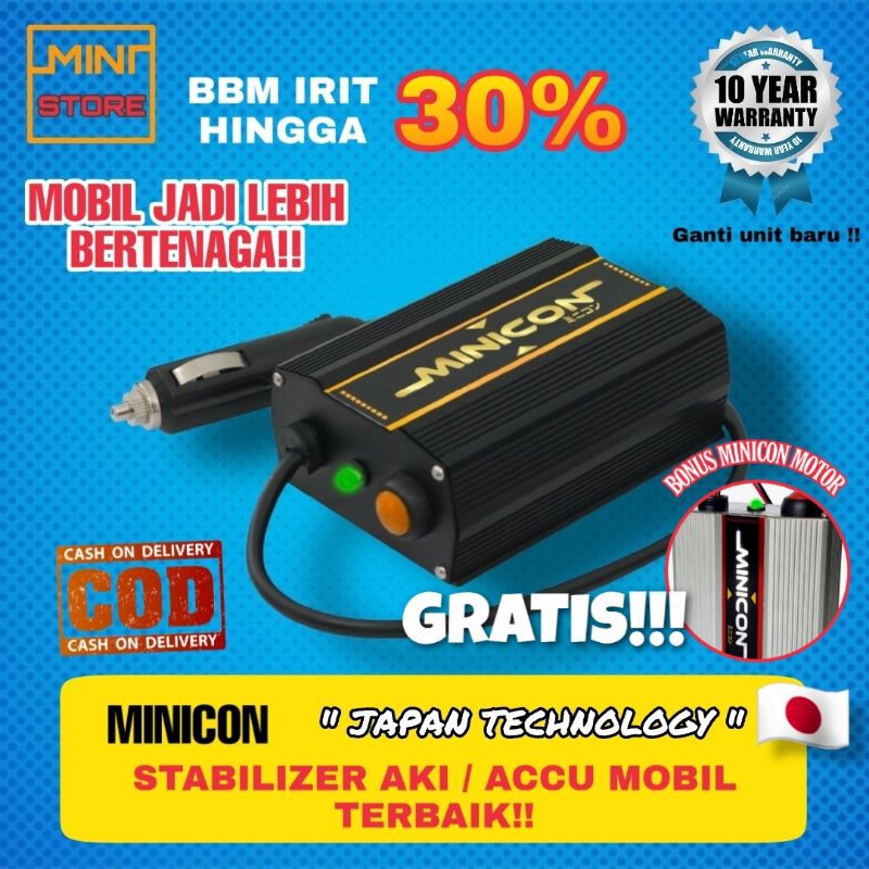 MINICON VOLT STABILIZER AKI ACCU ALAT PENGHEMAT BAHAN BAKAR MOBIL ASLI ORIGINAL GARANSI 10 TAHUN