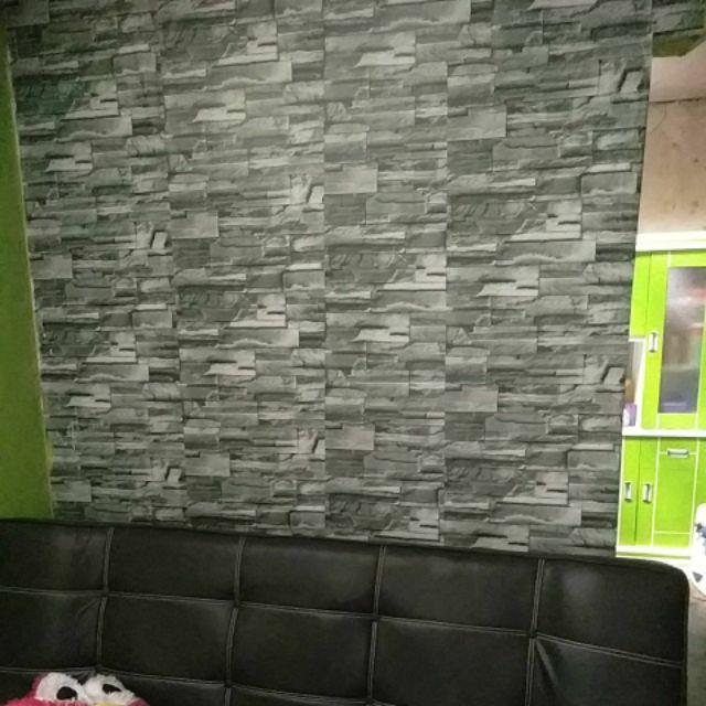 Grosir Murah Wallpaper Sticker Dinding Batu Alam Andesit 10 M X 45 Cm (gw-1057)