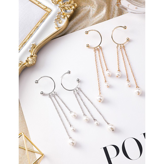 LRC Anting Tusuk Fashion Ball Pearl Tassel Stud Earrings F482XX