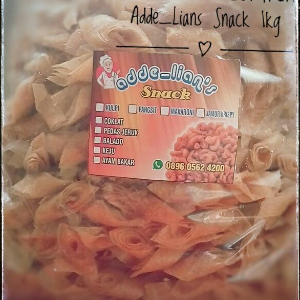

Diskon Kripik/Snack Kulit Lumpia/Balado Pedas,Coklat,Keju Manis/Asin/1 Kg. - Pedas