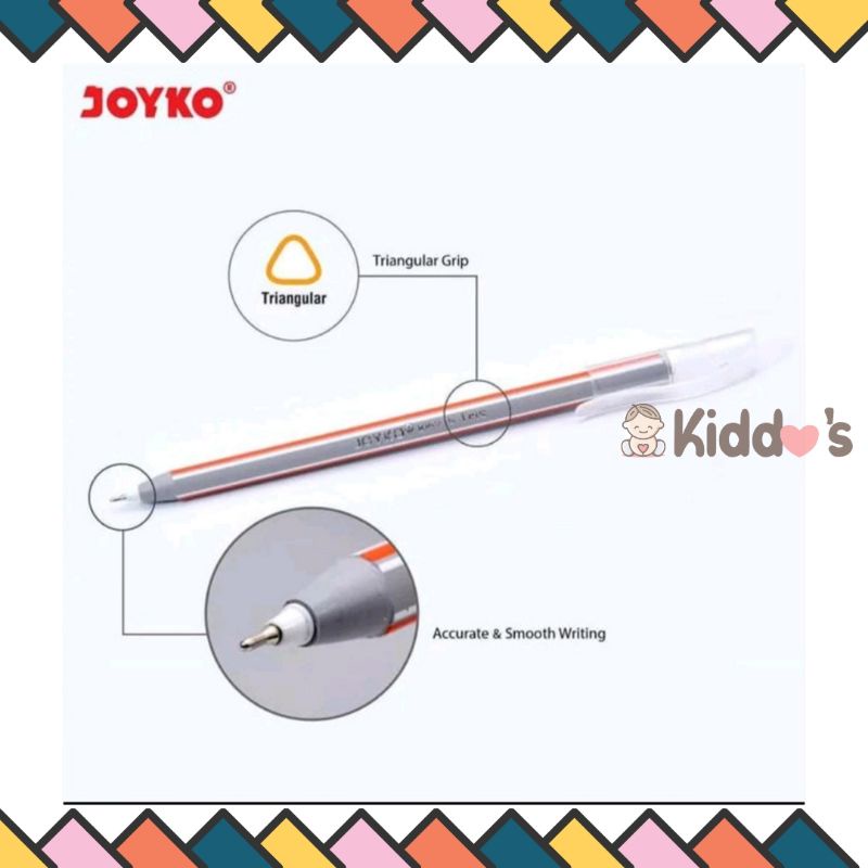 

Ball Pen / Pulpen / Pena Joyko BP-275 / Tris / 0.7 mm - UKURAN : Panjang 17 cm Diameter 0.7 cm Bentuk gagang pulpen Triangular (segitiga) - ukuran mata pena : 0.7 mm