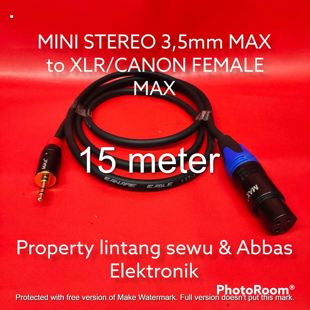 KABEL JEK MINI STEREO MAX TO XLR CANON FEMALE MAX 15 METER