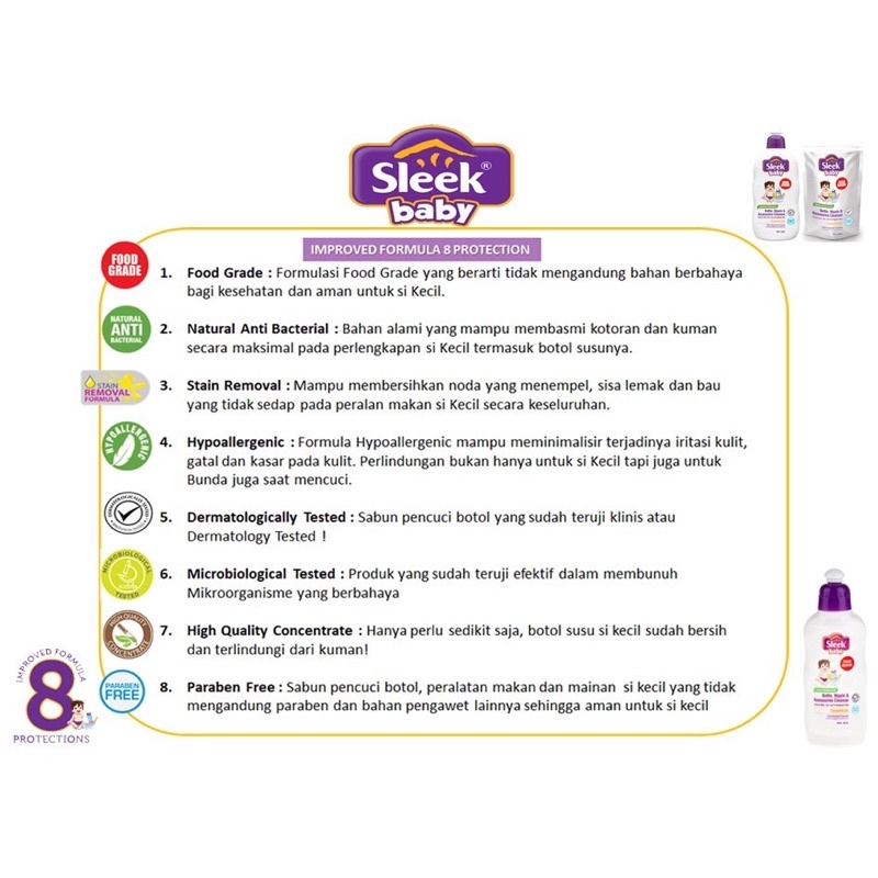 Sleek baby laundry detergent 900ml refill 900 ml sleek sabun cuci baju cair isi ulang laundri