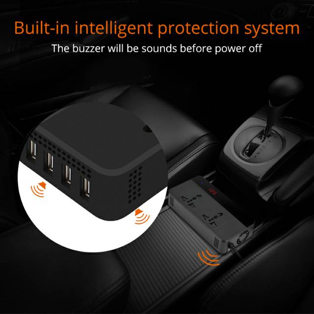 Car Power Inverter DC 12V to AC 220V 200W 4 USB Port