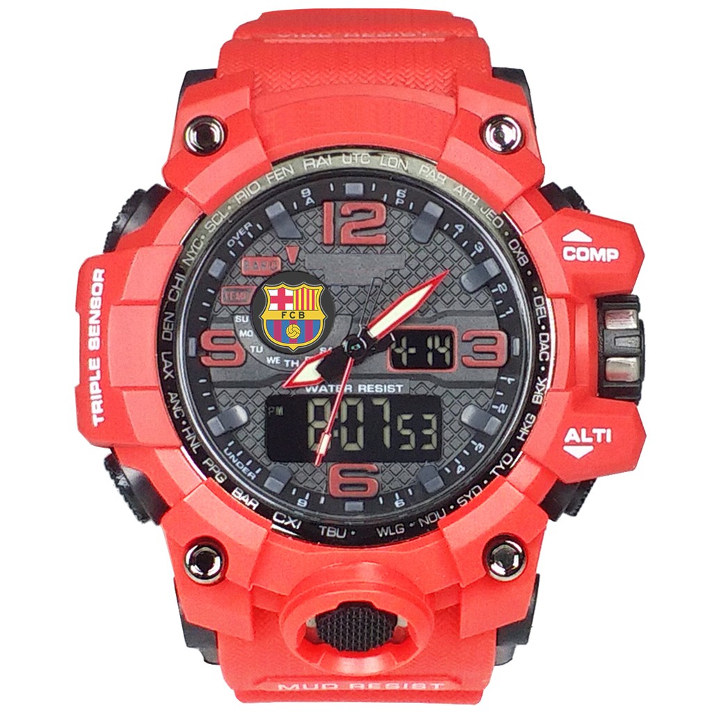 (Istimewa Bossque) Jam BARCELONA Double Time Full Merah (Exclusive)