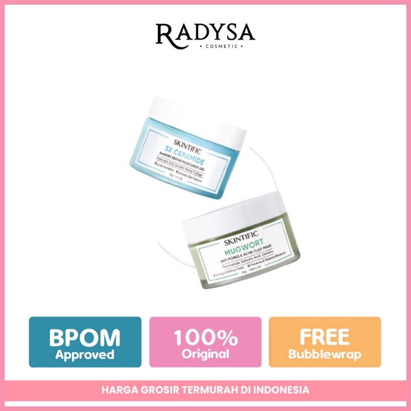 RADYSA - SKINTIFIC Acne Repair Barrier Paket Skincare with 5x Ceramide Moisturizer Cream + Mugwort Mask Anti Acne Mud Mask【BPOM】