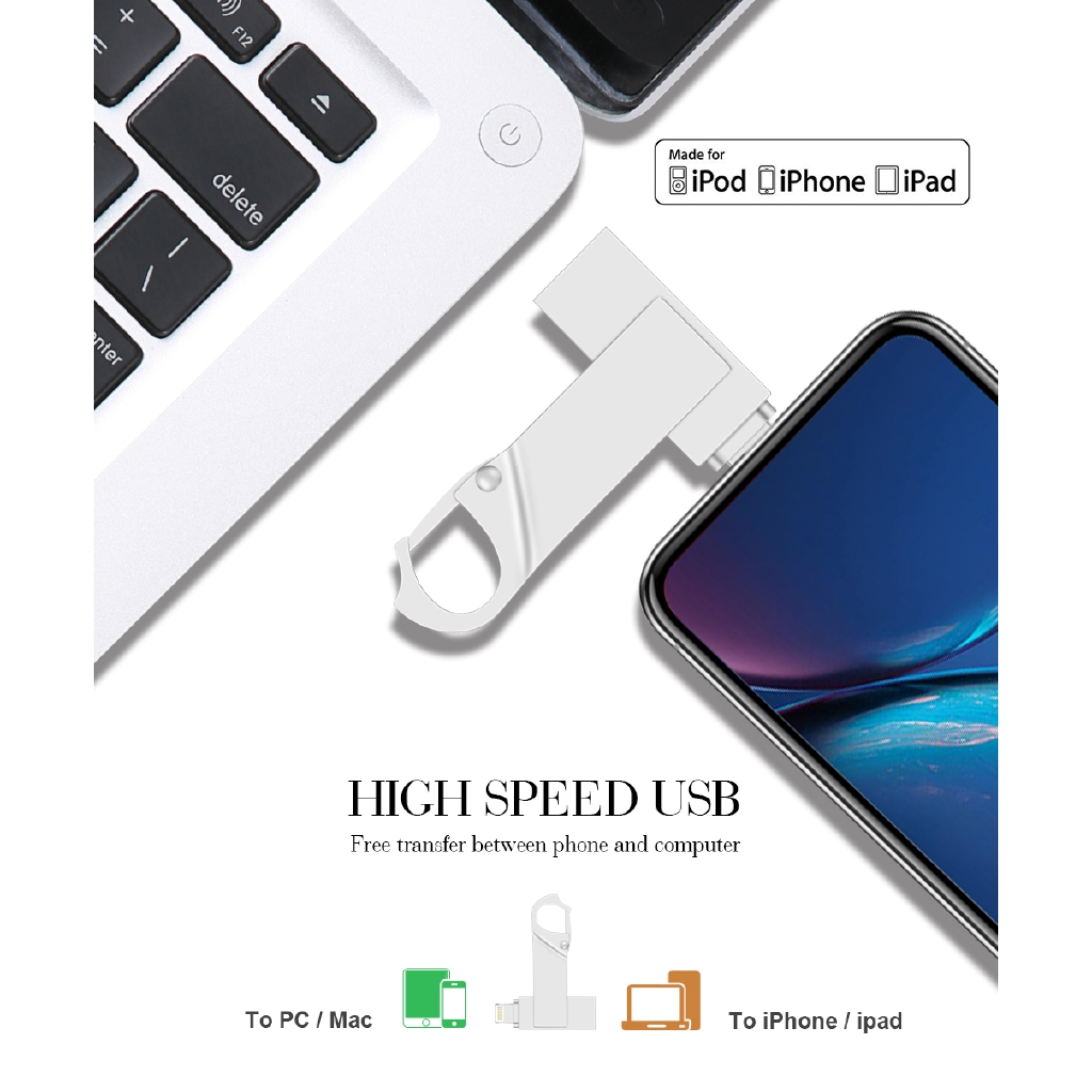 2 in 1 OTG USB Flash Drive USB2.0 512GB Pendrive for iPhone/iPad/IOS/Android/PC