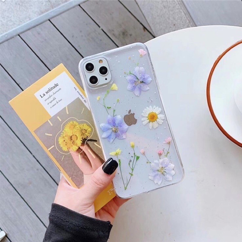 Dried Flower Purple Case Realme iPhone Oppo Vivo Xiaomi Samsung C11 C15 V19 Redmi note 5 6 7 8 9 pro