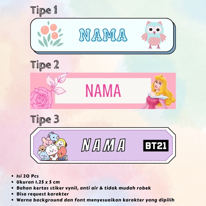 

Stiker Label Nama Karakter