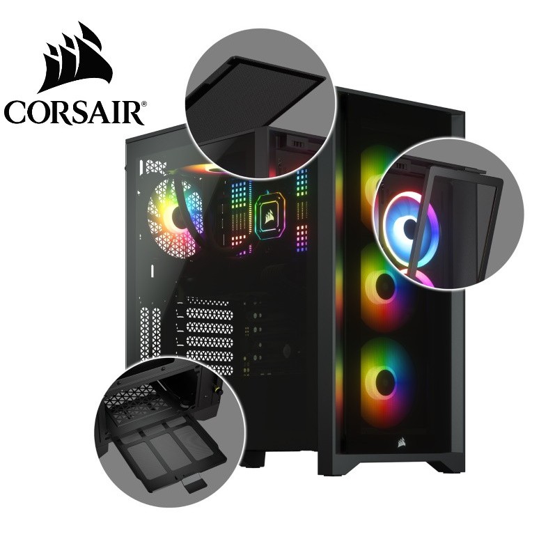 Corsair iCUE 4000X RGB Tempered Glass Mid Tower ATX Case Black