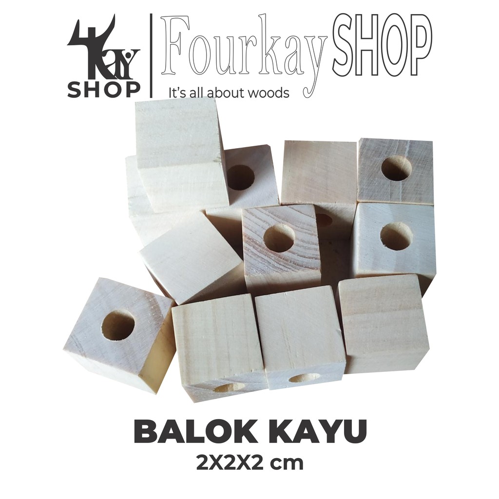Kotak Kayu Kubus 2x2x2 cm Balok Kubus DIY Kotak Ronce Kotak Dadu Bisa Request Lubang isi 10 pcs