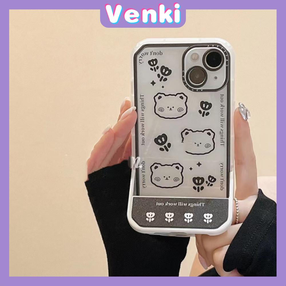 iPhone Case Silicone Soft Case Clear Case Folding Stand Shockproof Protection Camera Cartoon Bear Cute Compatible For iPhone 11 iPhone 13 Pro Max iPhone 12 Pro Max iPhone 7Plus xr