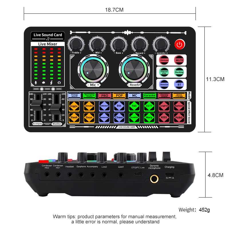 Siborie Soundcard F999 Audio USB External Sound Card mic Mixer Bluetooth phone PC