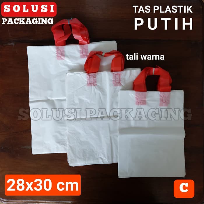 

ISI 100PCS TAS PLASTIK PUTIH 25x30CM TALI/KANTONG PLASTIK PACKING BAG TAS PRODUK