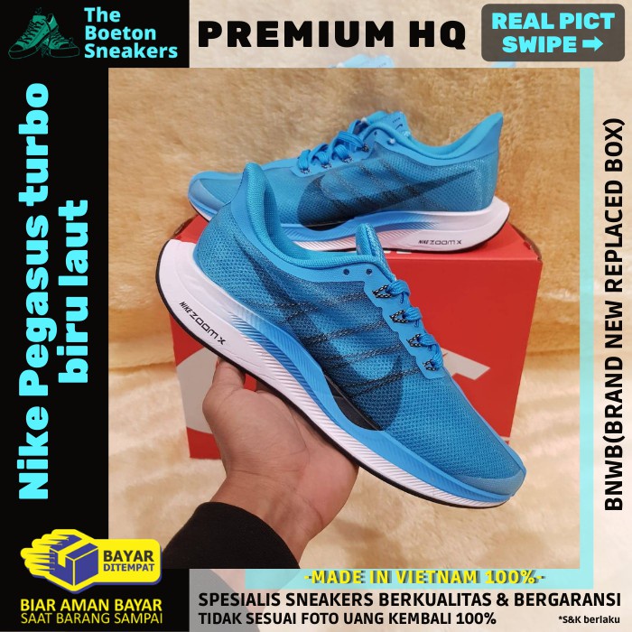 Sepatu Running Nike Pegasus Turbo Biru Laut Sneakers Olahraga Pria Wanita Premium Original