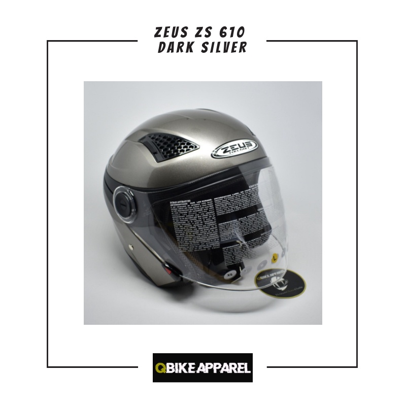 Helm Motor Half Face Double Visor Zeus ZS 610 Dsil (Dark Silver)