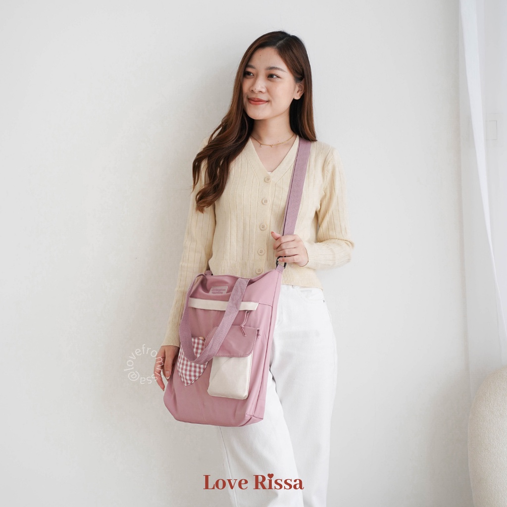 Tas Sarang Tas Korean Style Tas Selempang Tote Bag Tas Ransel 3 in 1 Solid Color Love Rissa