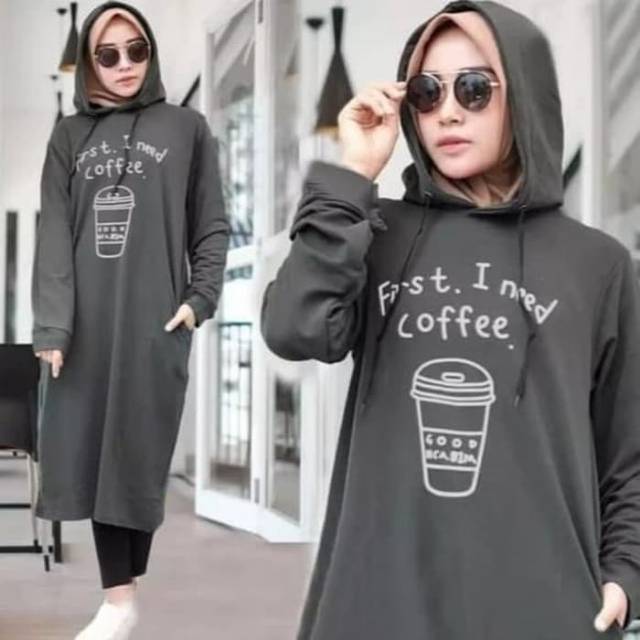 Fourfashion DRESS HODIE WANITA JUMBO COFEE