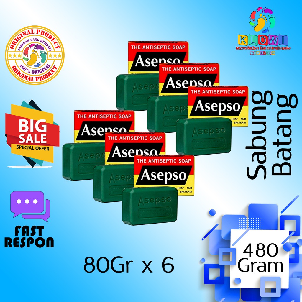 (ISI 6 PCS) - Asepso+ Soap 80 G / Anti Septik / Sabun Gatal