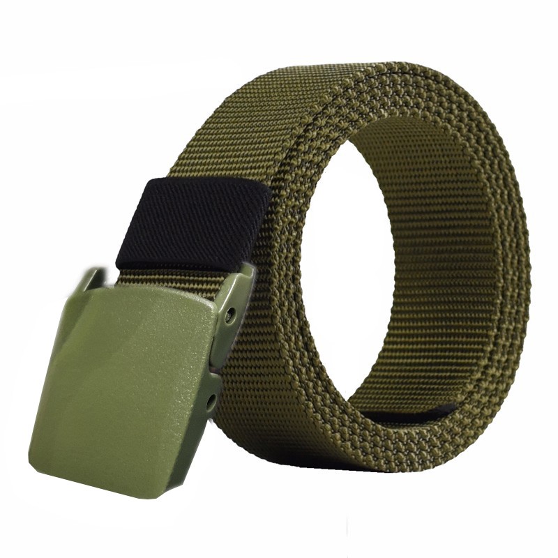 Ikat Pinggang Pria Anti Xray Plastik Canvas OMFH7JAG Non Metal Automatic Buckle - Army Green