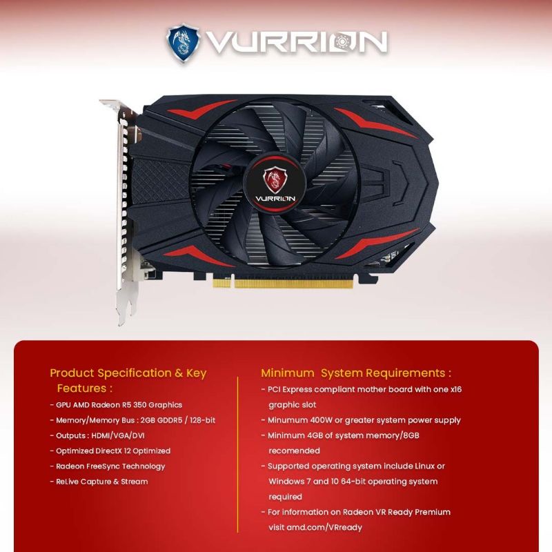 VGA AGS VURRION AMD R7 350 2GB DDR5 128bit REAL CAPACITY