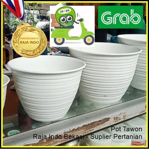 Pot Madu Princess 17 Putih Pot Tawon 15 Cm Putih - Pot Bunga Plastik 15CM Vas Bunga Bulat