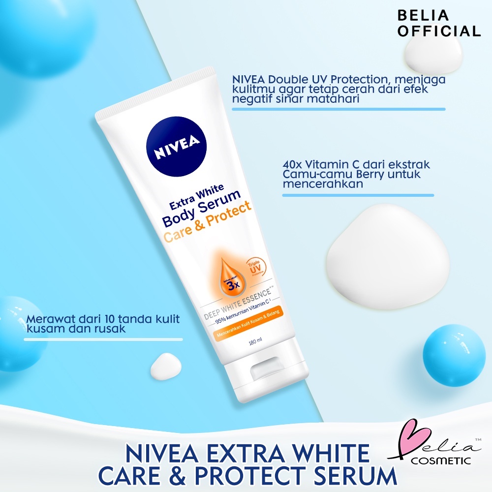 ❤ BELIA ❤ NIVEA Body Serum Extra White | Night | Repair Care Protect | Radiant | Glow | Hijab 180ml | Care and Protect 70ml