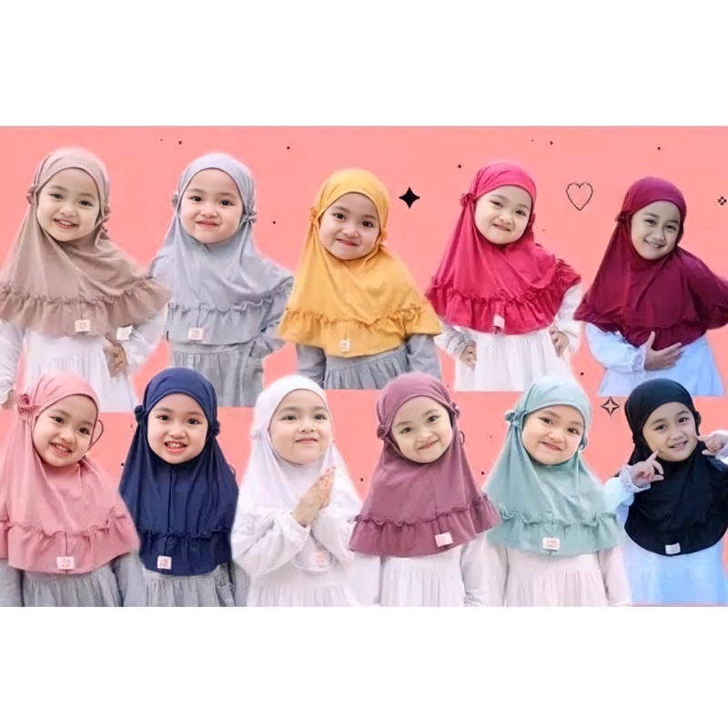 (Gisel) Hijab Bergo Anak Rample // Bergo Anak Jersey Tali