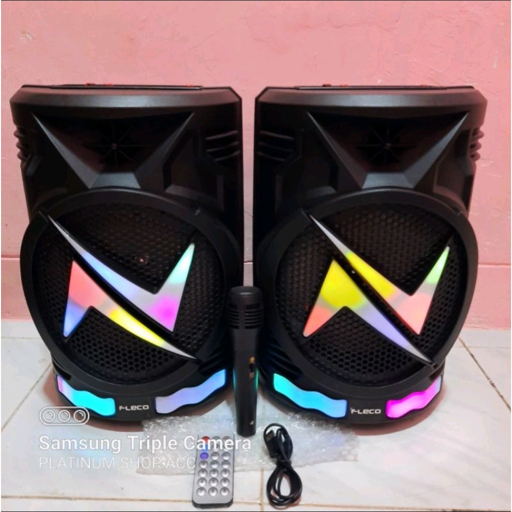 peaker Bluetooth Fleco F8865 Disco LED/Salon Aktif Portable Subwoofer 8,5Inchi Wireless Radio Fm