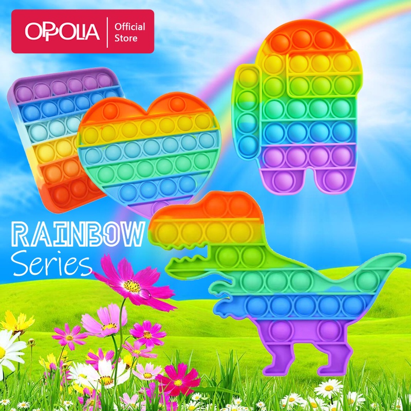 Oppolia Silikon Pop it Murah Rainbow Fidget Push Pop Its Fidget Toy Bubble Kids Push Unicorn Dino-4