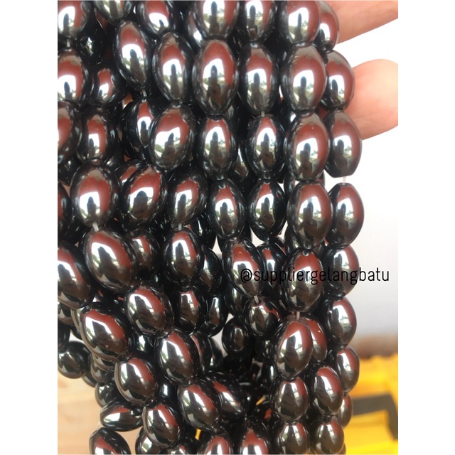 magnetic brustin hematite badar besi 10 x 6mm oval grosiran blustin