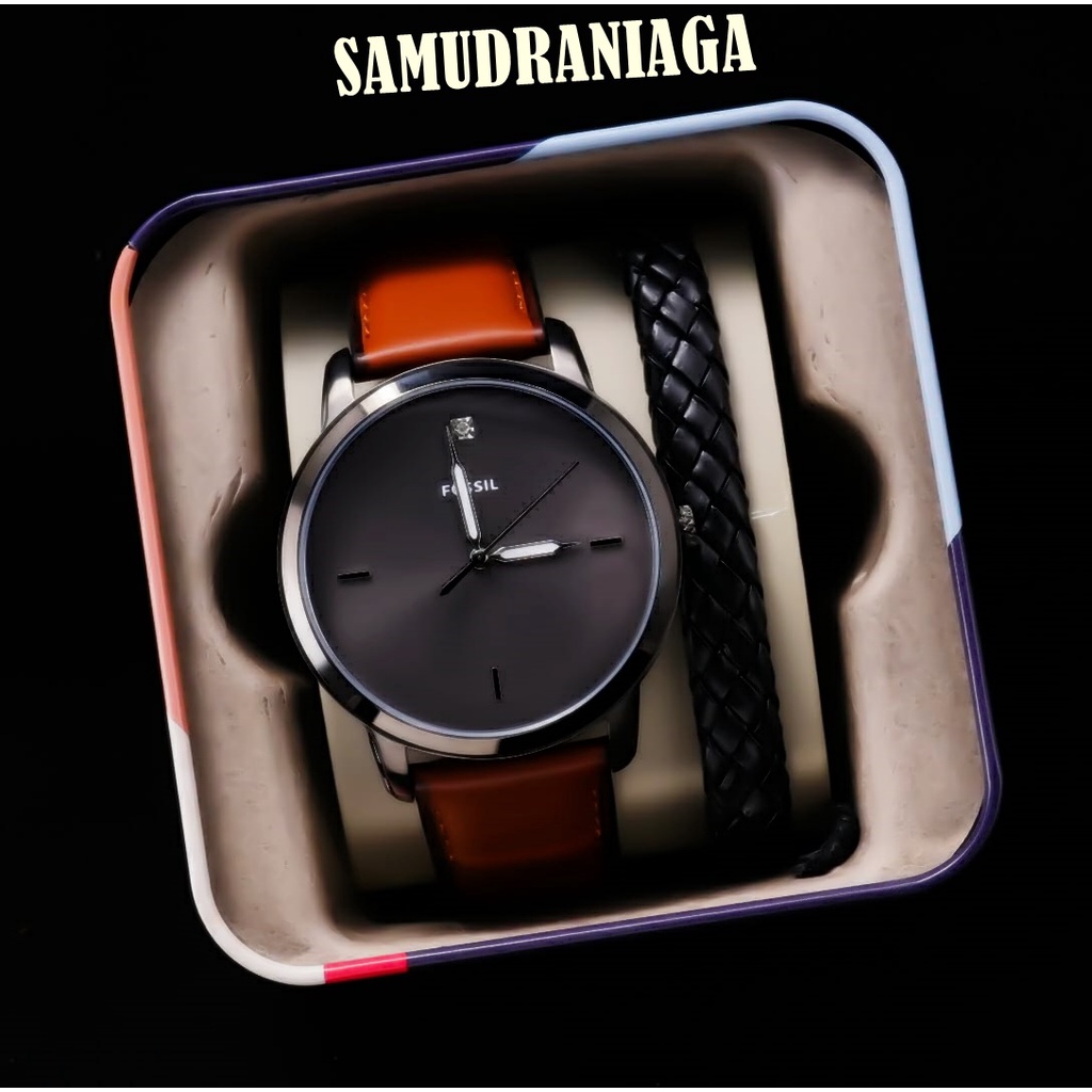 JAM TANGAN PRIA FOSSIL FS 5479 / 5497 / 5499 ORIGINAL Set Gelang Kulit