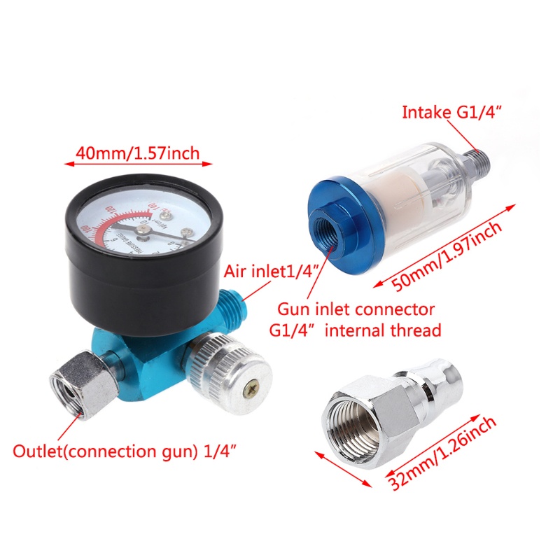 Cre Regulator Pengukur Tekanan Udara + Filter Pemisah Air / Minyak Untuk Spray Gun