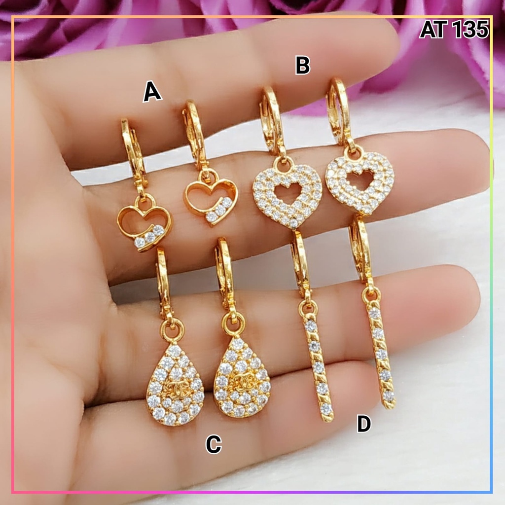 Anting xuping anting dewasa jurai permata love perhiasan lapis emas gold AT 135