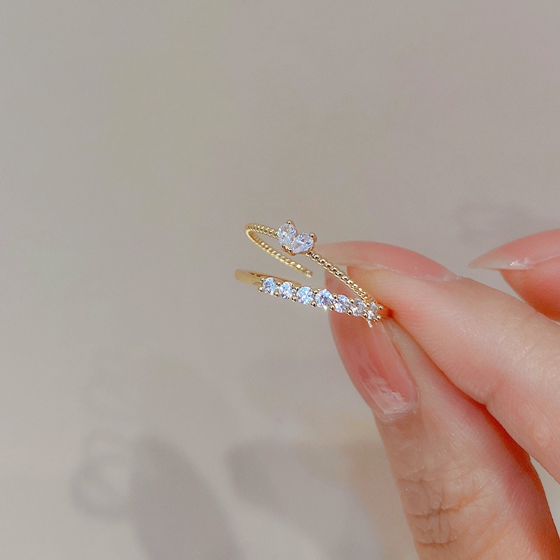 Cincin Jari Telunjuk Desain Hati Warna Permen Gaya Korea Untuk Wanita