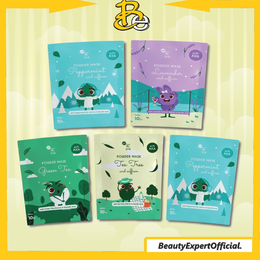 ⭐️ Beauty Expert ⭐️ SYB Powder Mask 10g - Strawberry Lavender Tea Tree Peppermint Greentea