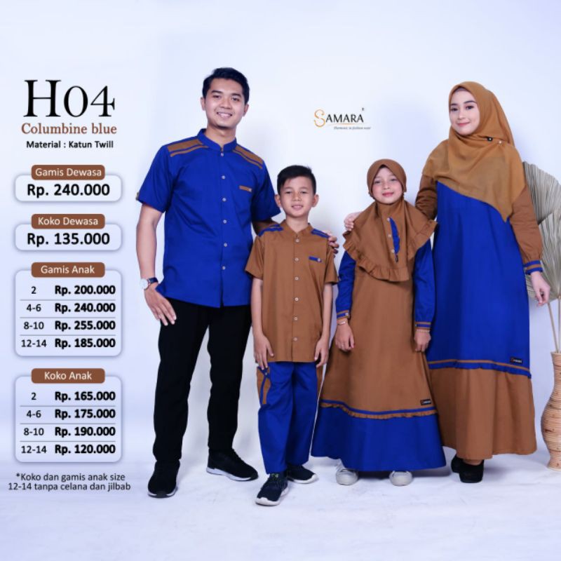 Samara H04 Columbine Blue Busana Muslim Sarimbit Keluarga baju Couple