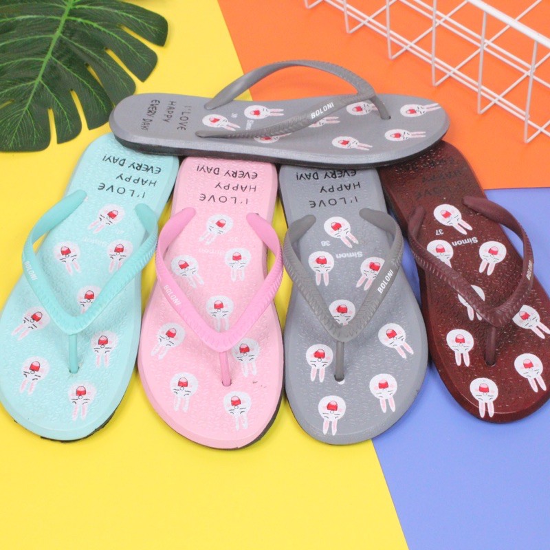 (SIMON) sandal japit basic karakter lucu karakter line