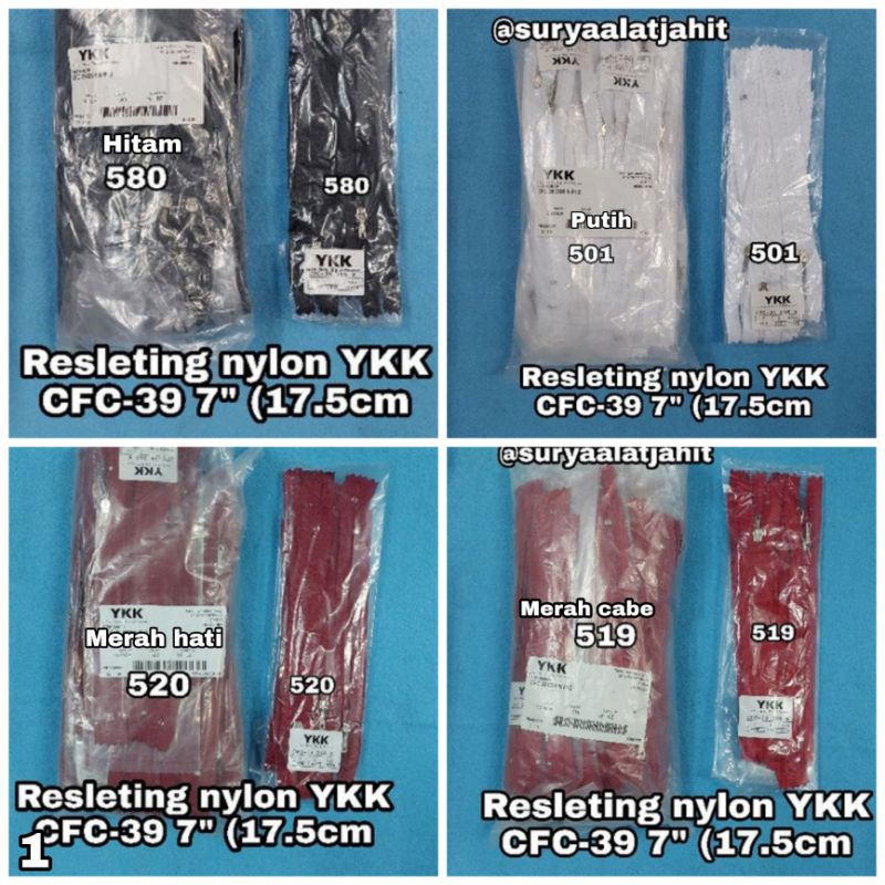 Resleting YKK 7in/17.5cm CFC-39 1pak @10lsn =rp.192.500/1pak