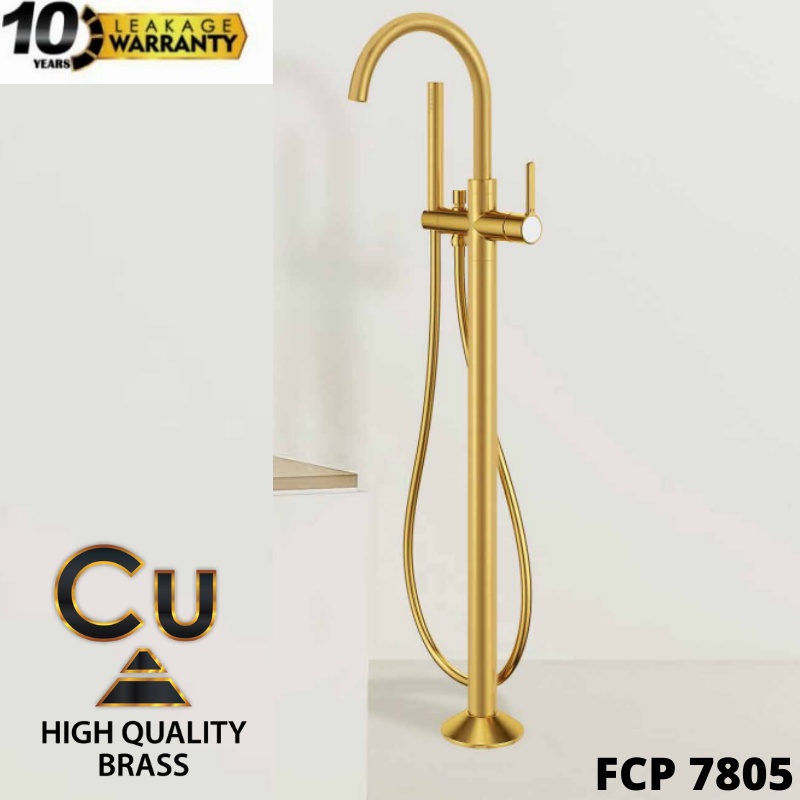 PALOMA FCP 7805 Keran Mixer Bathtub Lantai Floor Panas Dingin Kran Air SATIN GOLD EMAS