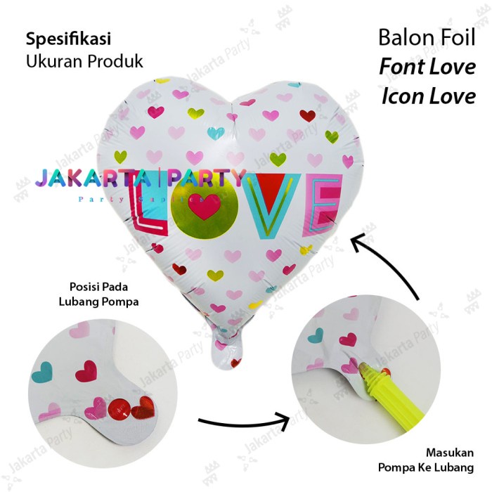 Balon Foil Font Love Icon Love / Balon Love / Balon Motif Heart