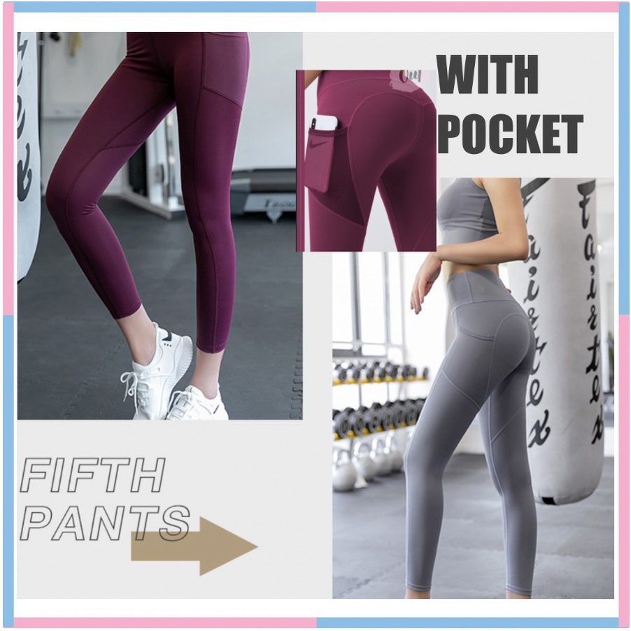 YOGA PANTS plus Saku Celana Legging Olahraga Wanita Hight Waist Legging