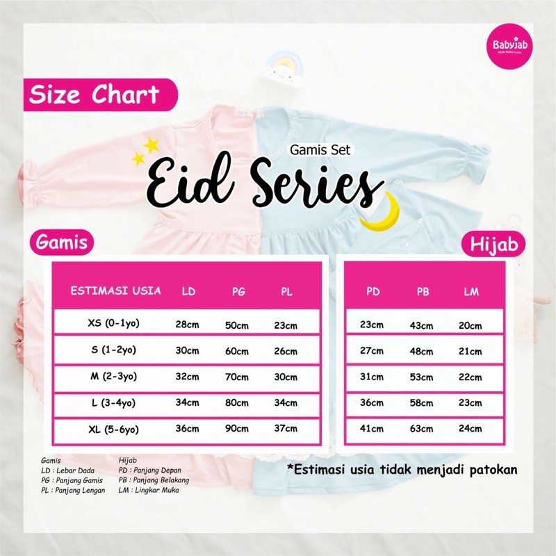 Babyjab Gamis Set Eid Series Anak Bayi - Baby Jab Setelan Jilbab Anak Perempuan 1 2 4 5 6 Tahun