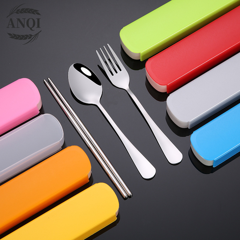 ANQI 1888  3Pcs Set Alat Makan Sendok Garpu Sumpit /Stainless Steel Spoon Fork Chopsticks