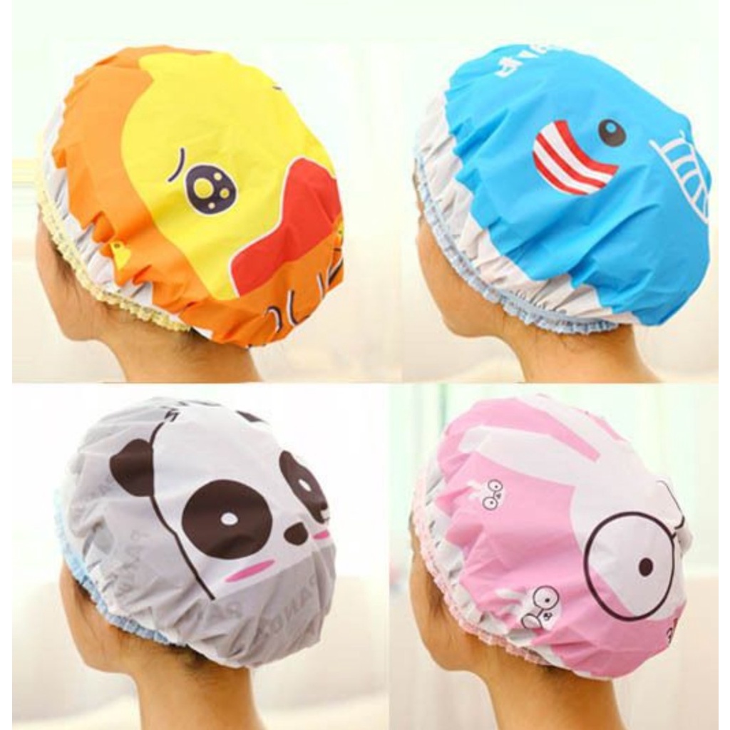 PA PENUTUP RAMBUT KEPALA PLASTIK MANDI PELINDUNG CAT RAMBUT / HAIR CAP SHOWER CAP KARAKTER / SS043