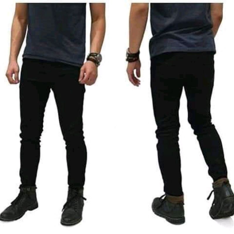 CELANA JEANS PENSIL HITAM SKINNY PRIA BAHAN JEANS STRETCH