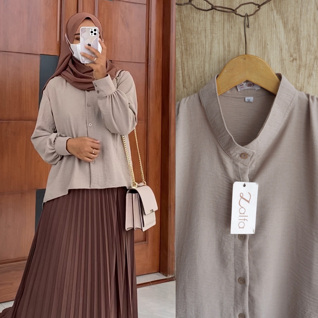 ZIYA PART 1 blouse by ZALFA OUTFIT / blouse crincle / kemeja crincle / blouse polos