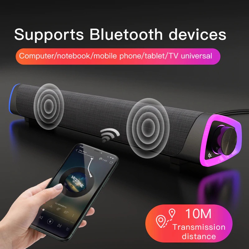 Soundbar Portable Bluetooth Speaker - Home Teather HiFi 3D Surround V8