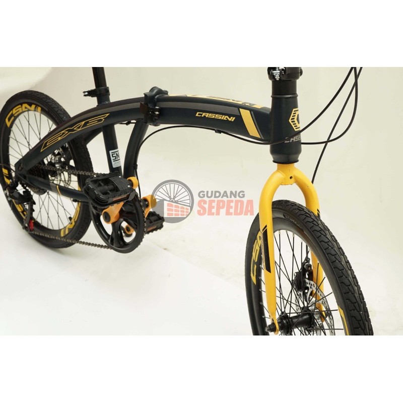 Khusus Gojek/Grab Instan Sepeda Lipat Trex Cassini 20 inch 7 speed SNI termurah COD kredit murah cakram rem mirip noris folding-6