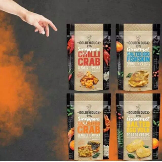 

The Golden Duck TGD Salted Egg Gourmet Fish Skin Crisps & Potato Crisps HALAL + BubbleWrap